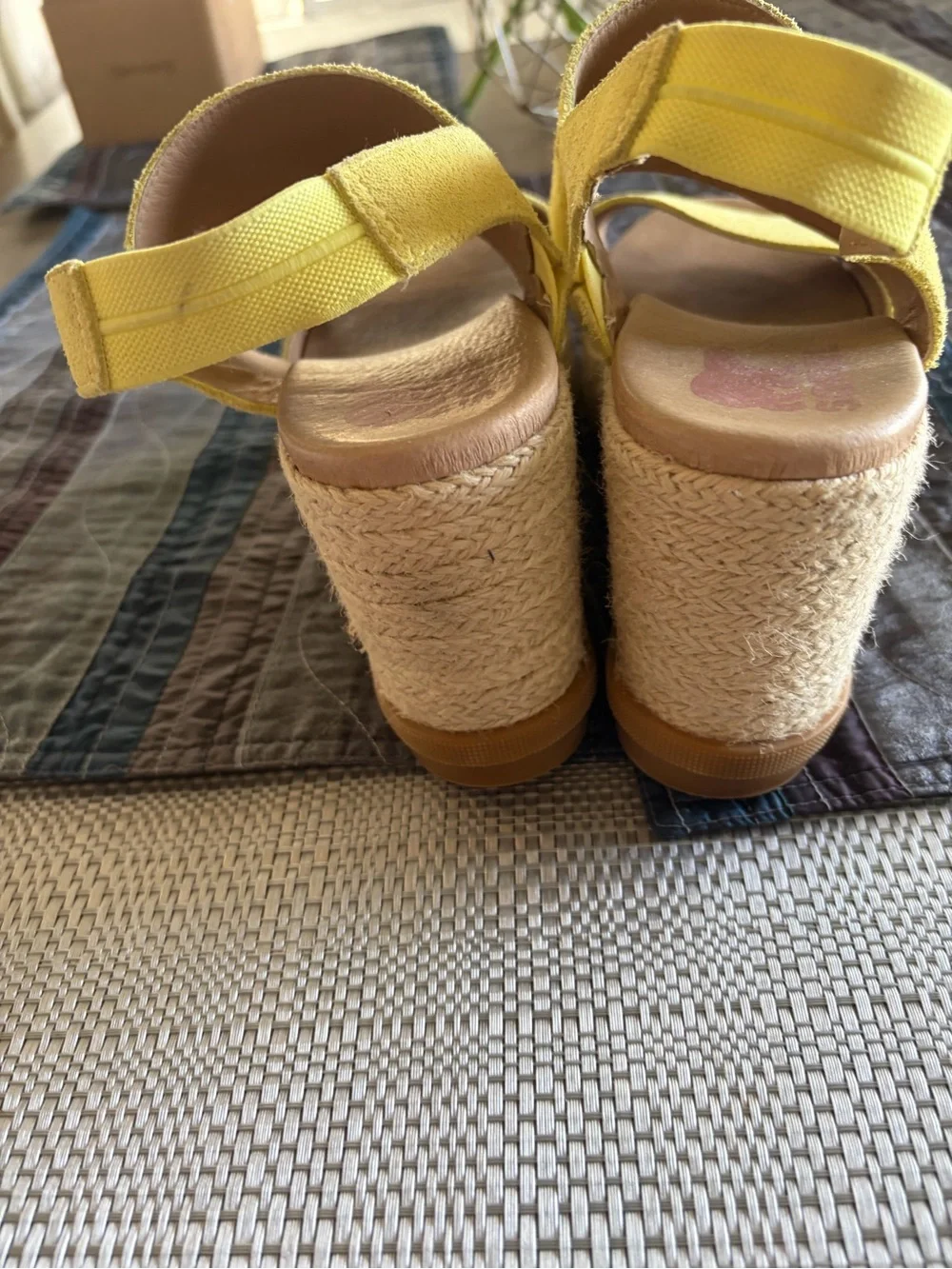 Sorel Yellow Leather And Rope Wedge Heel Sandals Open Toe Size 10